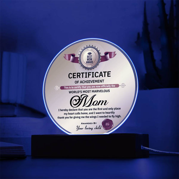 Mom-World_s Most Marvelous-Circle Acrylic Acrylic Circle Plaque