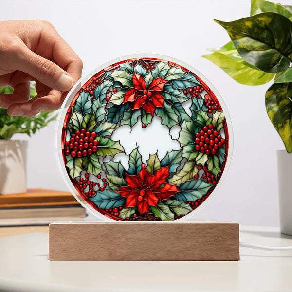 Christmas Wreath Acrylic Circle Plaque