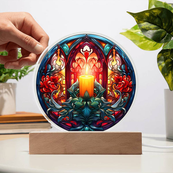 Warm Candle-Acrylic Circle Acrylic Plaque