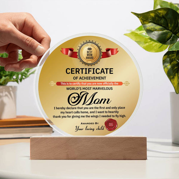 Mom-World_s Most Marvelous-Circle Acrylic Acrylic Circle Plaque