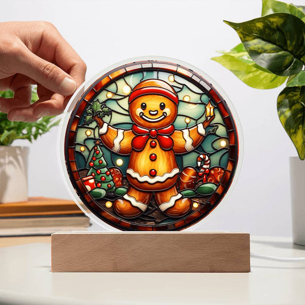Christmas Gingerbread Acrylic Circle Plaque