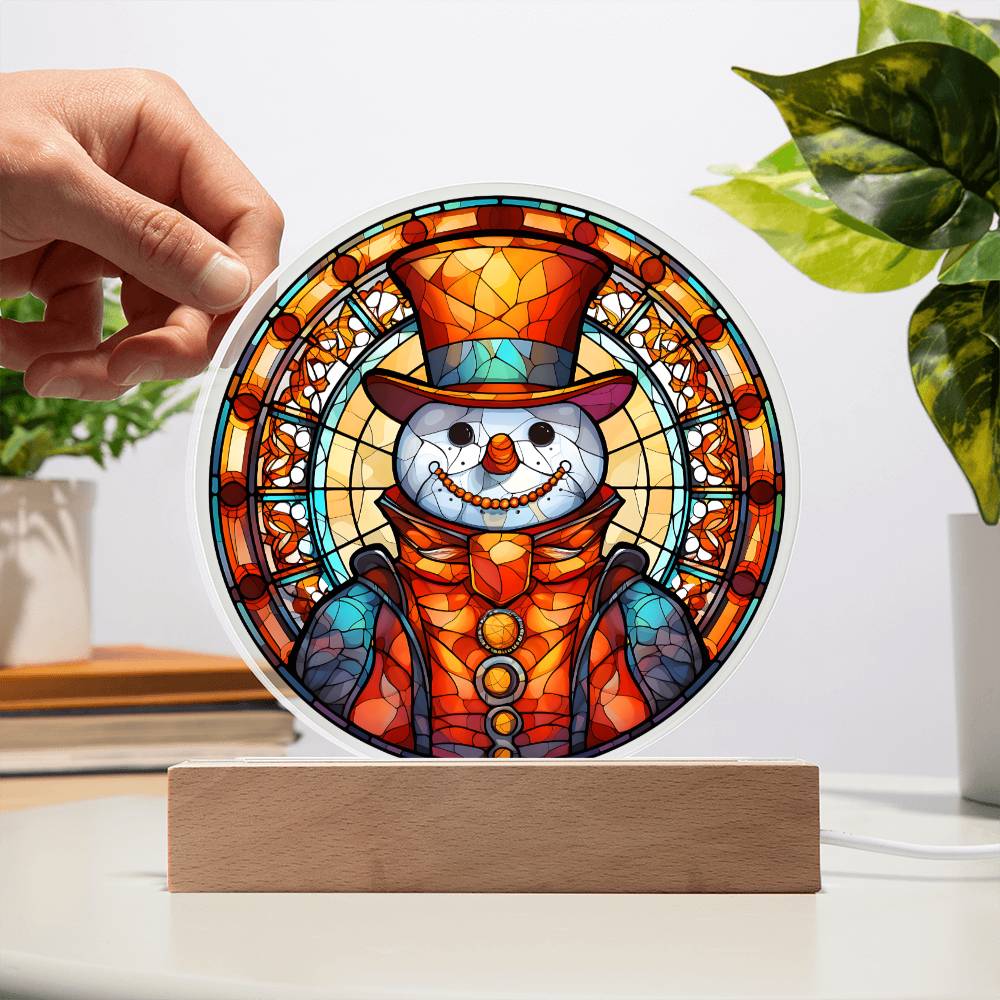 Snowman-Acrylic Circle Acrylic Plaque