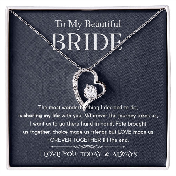 Forever Love Necklace, Beautiful Bride, Wedding Jewelry, Eternal Love, Stunning Necklace, Exquisite Craftsmanship, Elegance, Grace, Special Day, Timeless Beauty