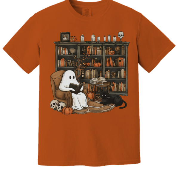 Retro Ghost Reading Books t-shirt