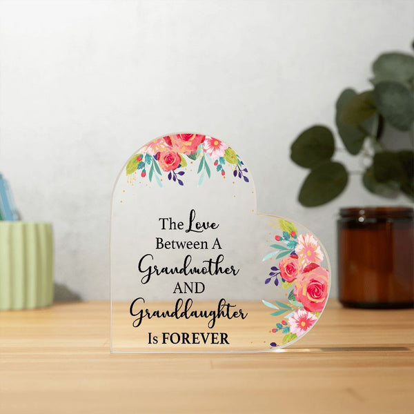 MD: Granddaughter love for Grandmother - Acrylic Heart Plaque