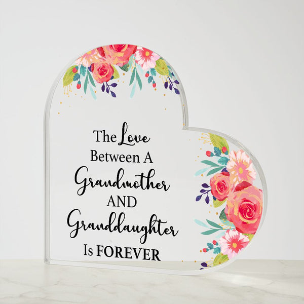 MD: Granddaughter love for Grandmother - Acrylic Heart Plaque