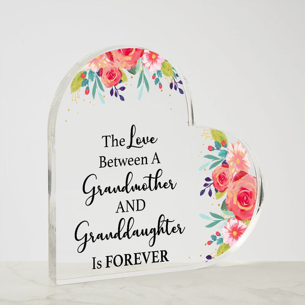 MD: Granddaughter love for Grandmother - Acrylic Heart Plaque