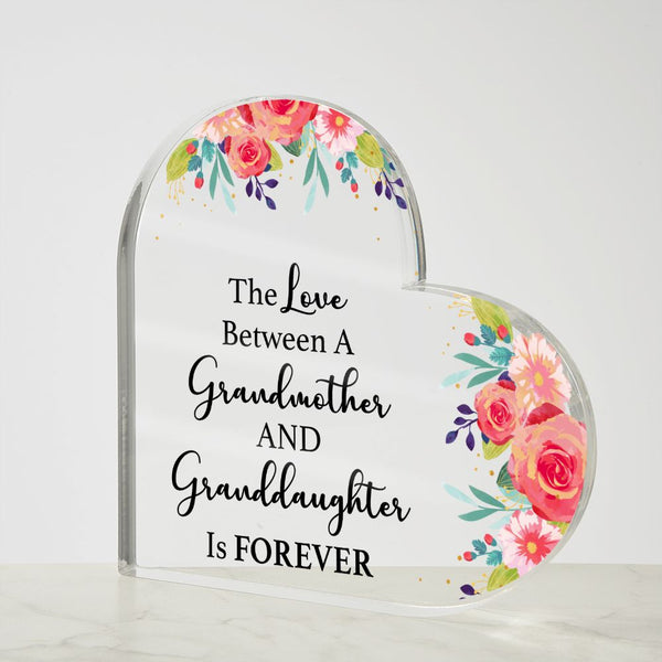 MD: Granddaughter love for Grandmother - Acrylic Heart Plaque