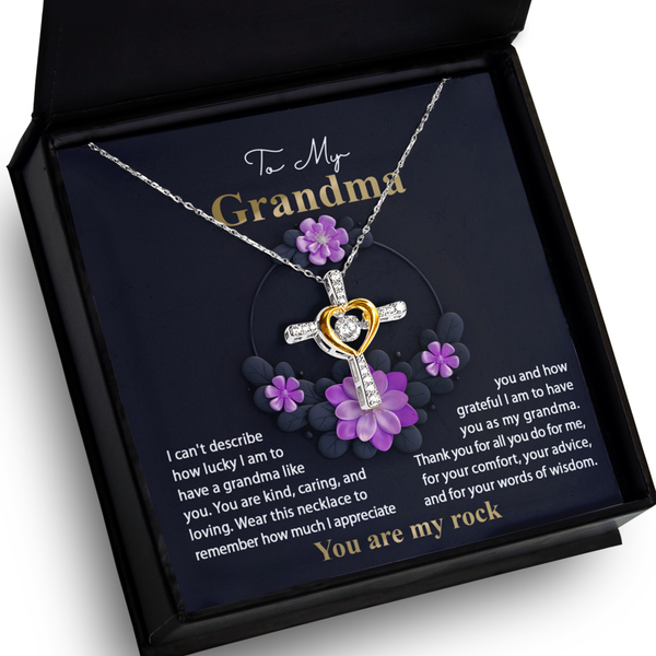 Grandma-Words Of Wisdom - Heart Cross Necklace