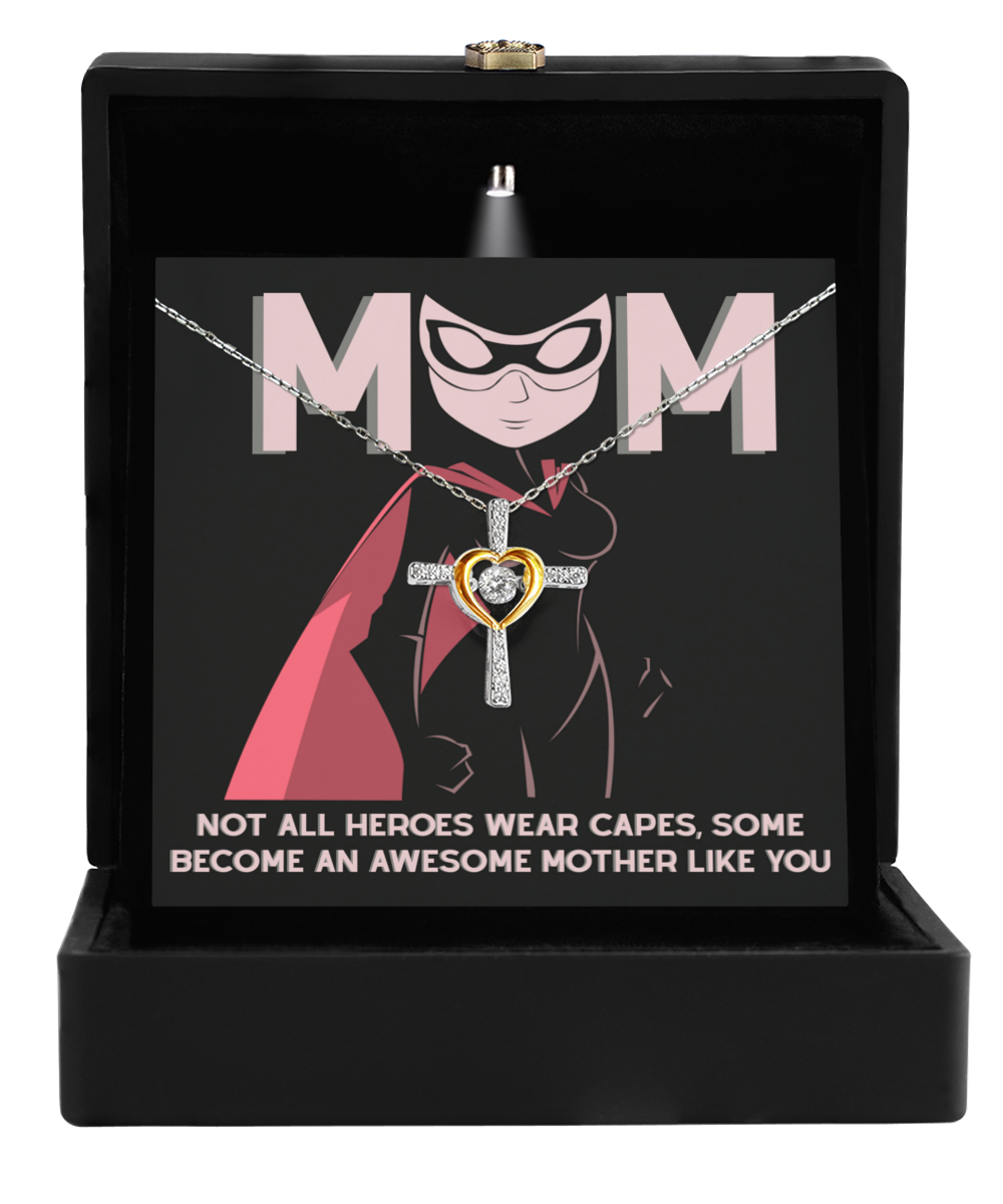 Mom-An Awesome Mother-GB Cross Necklace