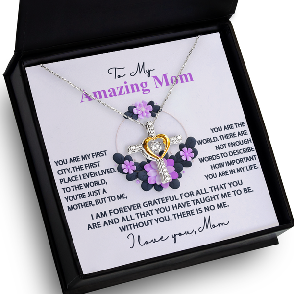 Mom-Forever Grateful-GB Cross Necklace