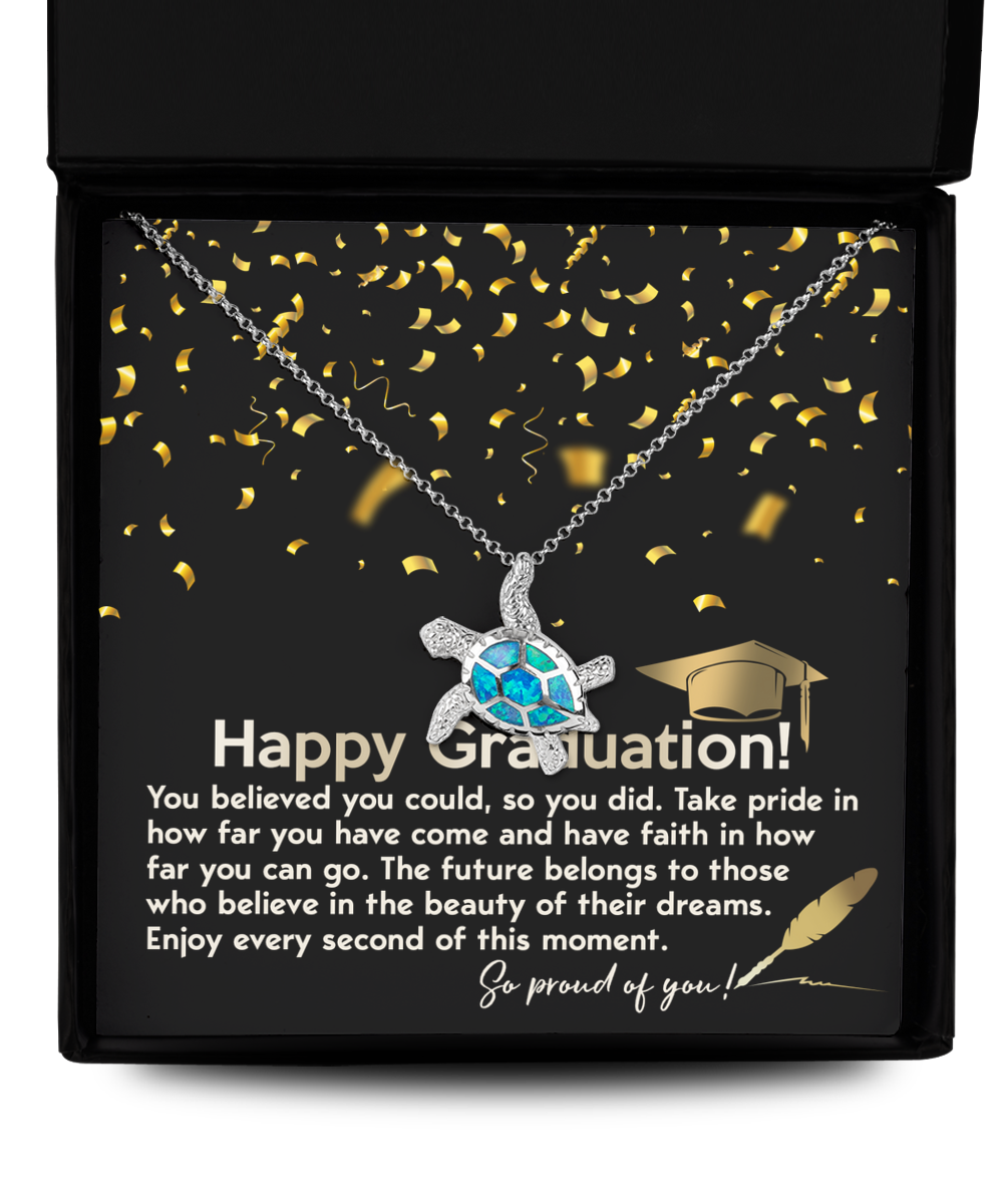 Happy Graduation-This Moment - Opal Turtle Necklace