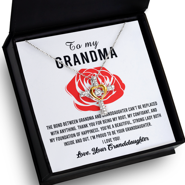 Grandma-Strong Lady - Heart Cross Necklace