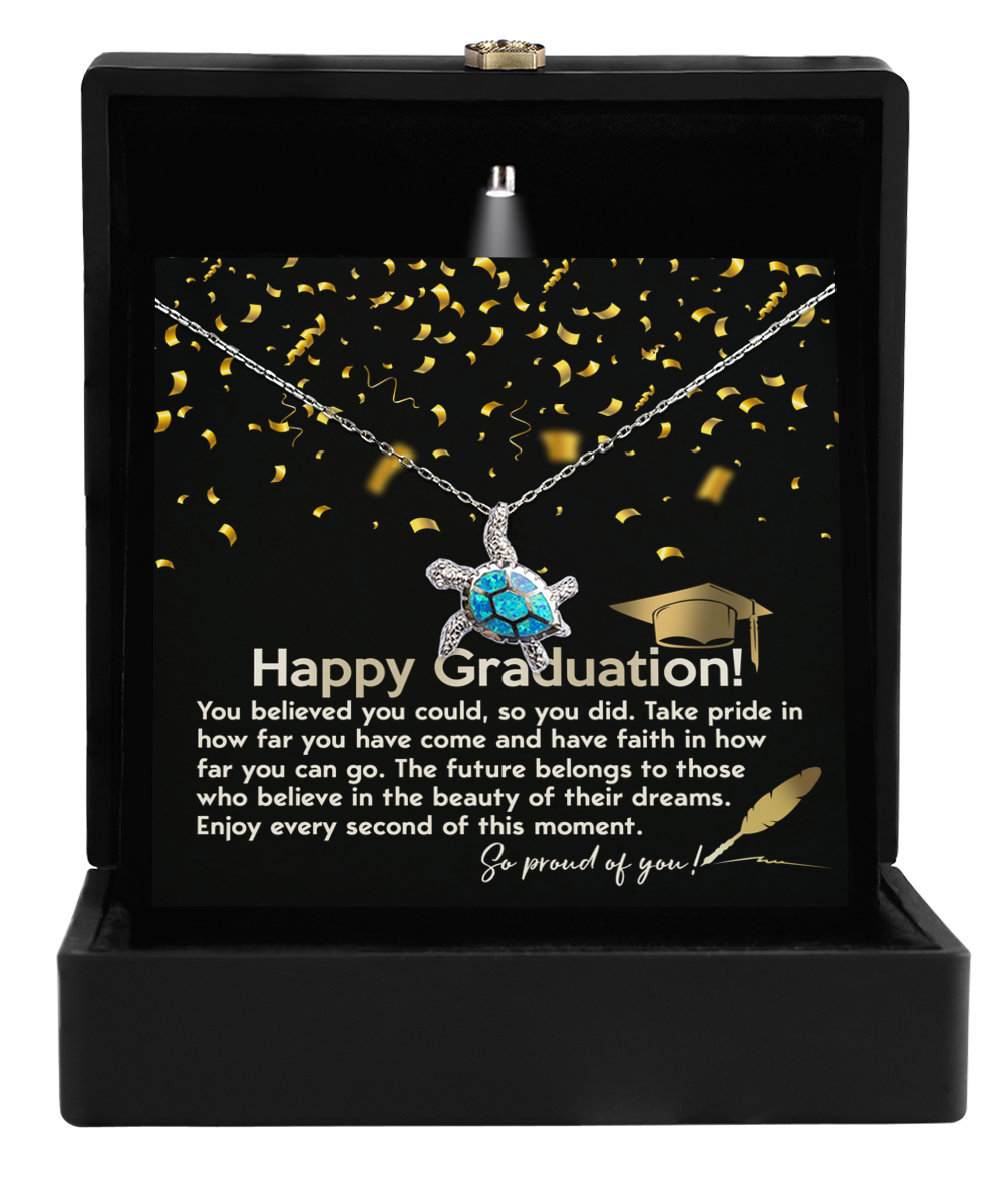 Happy Graduation-This Moment - Opal Turtle Necklace