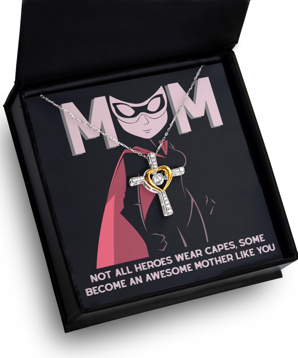 Mom-An Awesome Mother-GB Cross Necklace