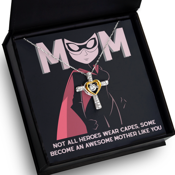 Mom-An Awesome Mother-GB Cross Necklace