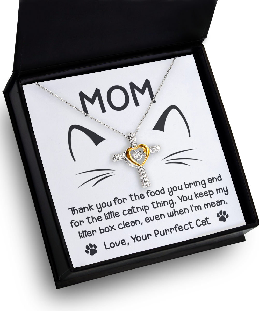 Cat Mom-When I'm Mean-GB - Cross Necklace