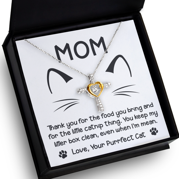 Cat Mom-When I'm Mean-GB - Cross Necklace