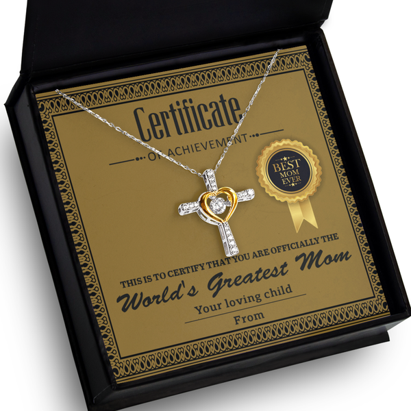 Mom-Certificate Of Achievement-GB Cross Necklace