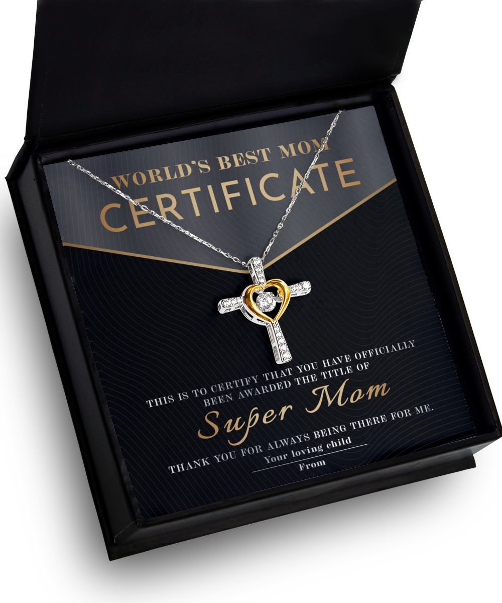 Mom-Best Mom Certificate-GB Cross Necklace