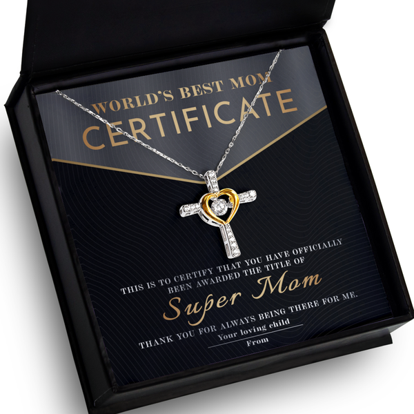 Mom-Best Mom Certificate-GB Cross Necklace