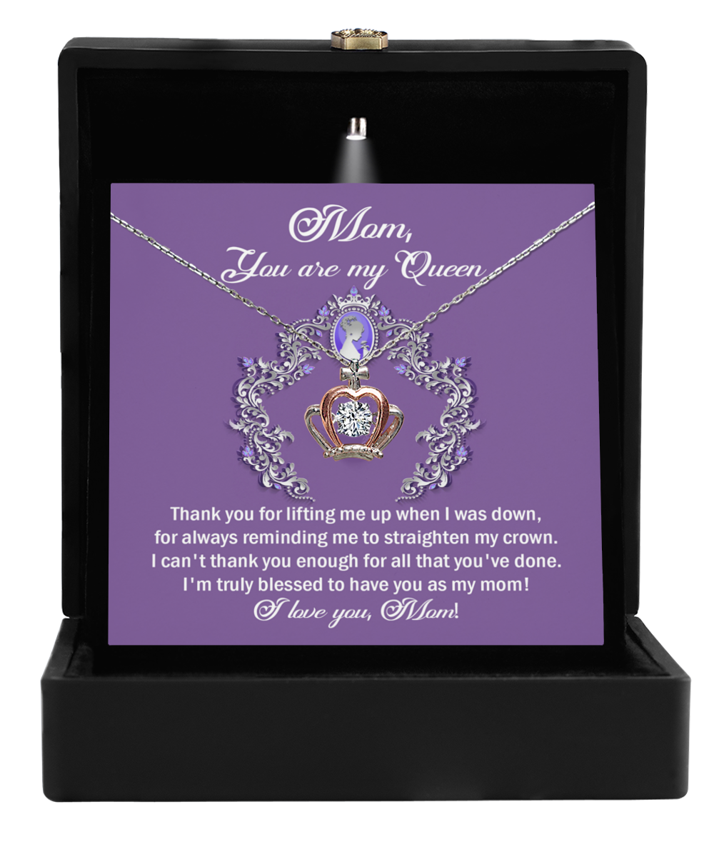 GB-Mom-You are my Queen - Crown Pendant Necklace