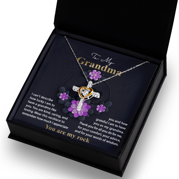 Grandma-Words Of Wisdom - Heart Cross Necklace