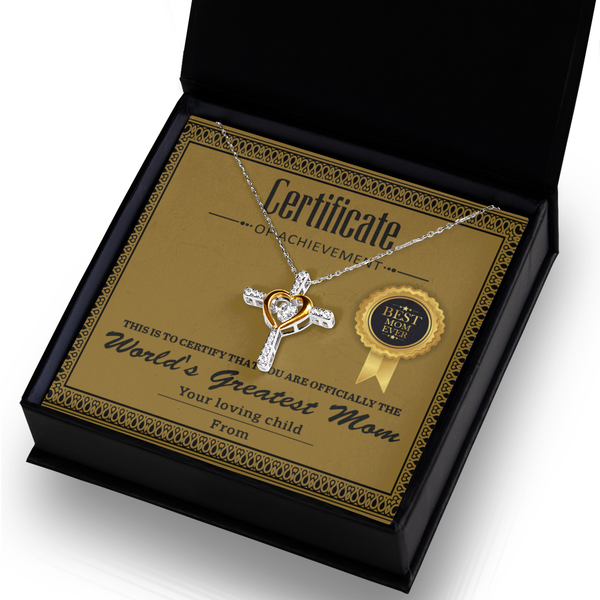 Mom-Certificate Of Achievement-GB Cross Necklace