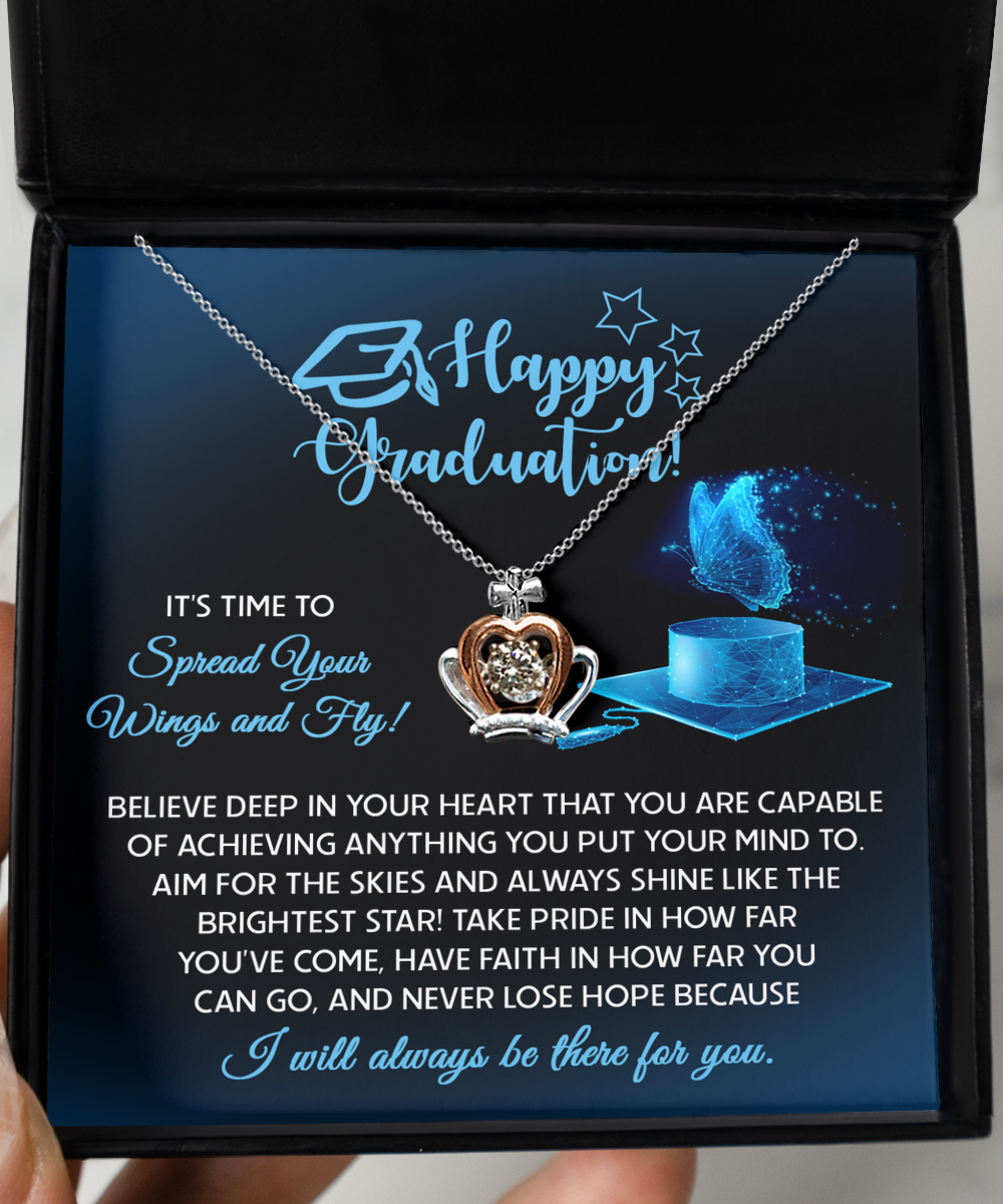 Happy Graduation-Spread Your Wings- Crown Pendant Necklace