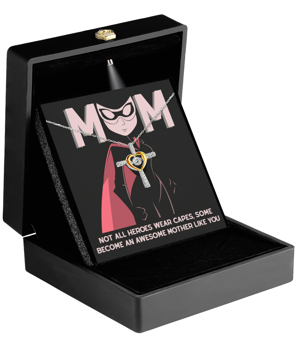 Mom-An Awesome Mother-GB Cross Necklace