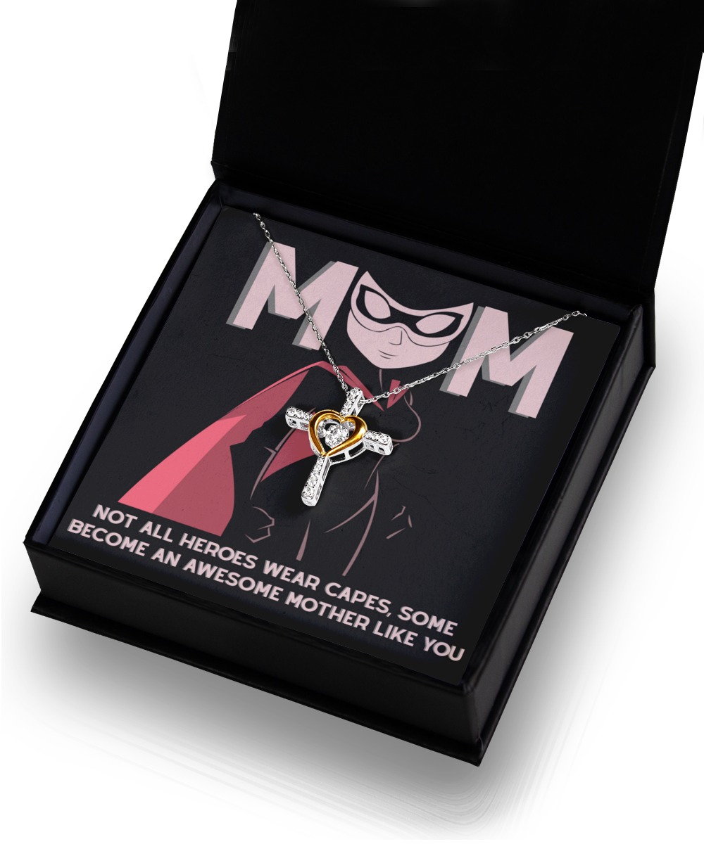 Mom-An Awesome Mother-GB Cross Necklace