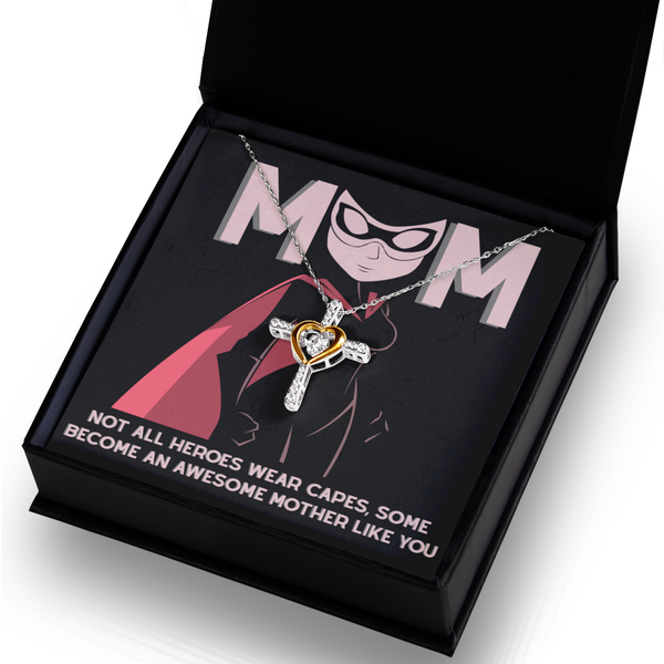 Mom-An Awesome Mother-GB Cross Necklace