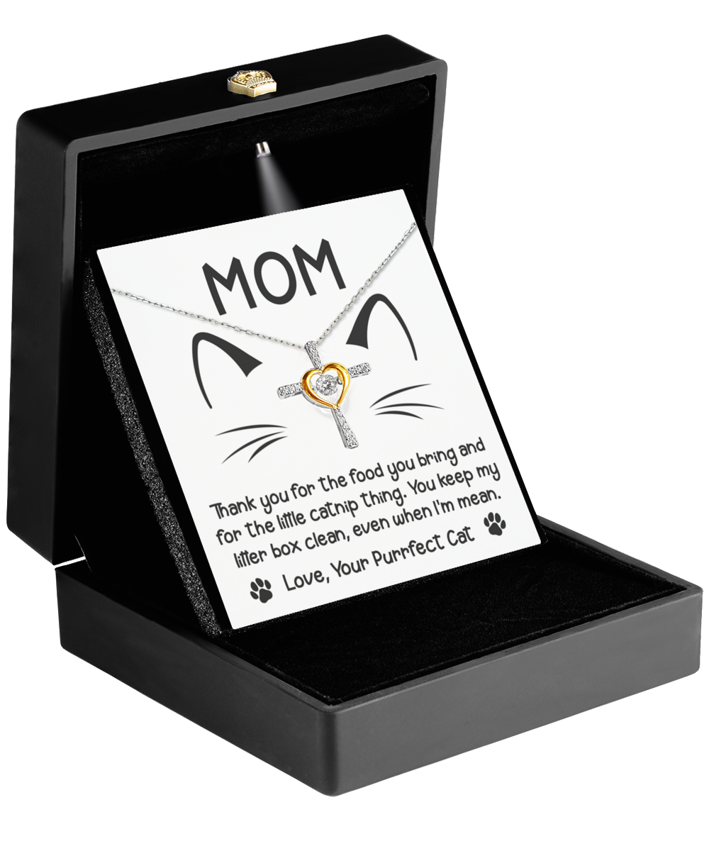 Cat Mom-When I'm Mean-GB - Cross Necklace