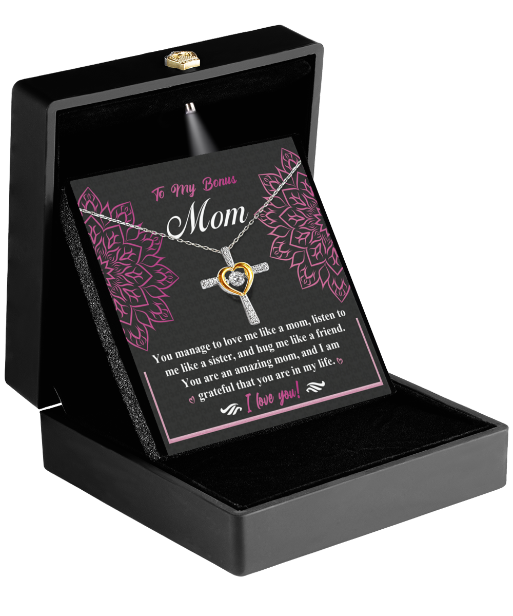 Bonus Mom-An Amazing Mom - Cross Necklace