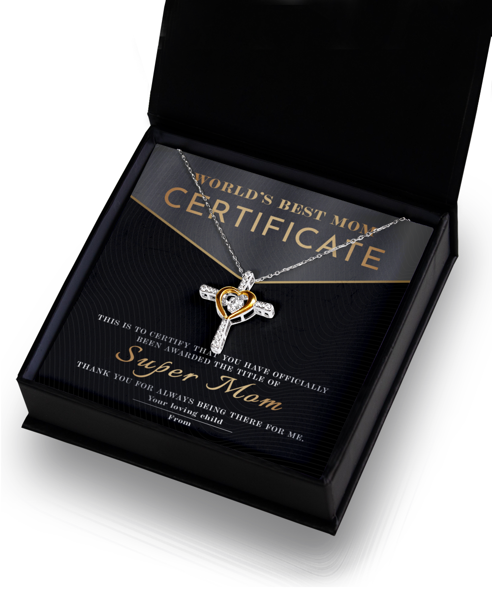 Mom-Best Mom Certificate-GB Cross Necklace