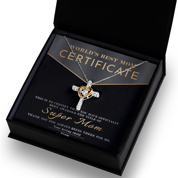 Mom-Best Mom Certificate-GB Cross Necklace