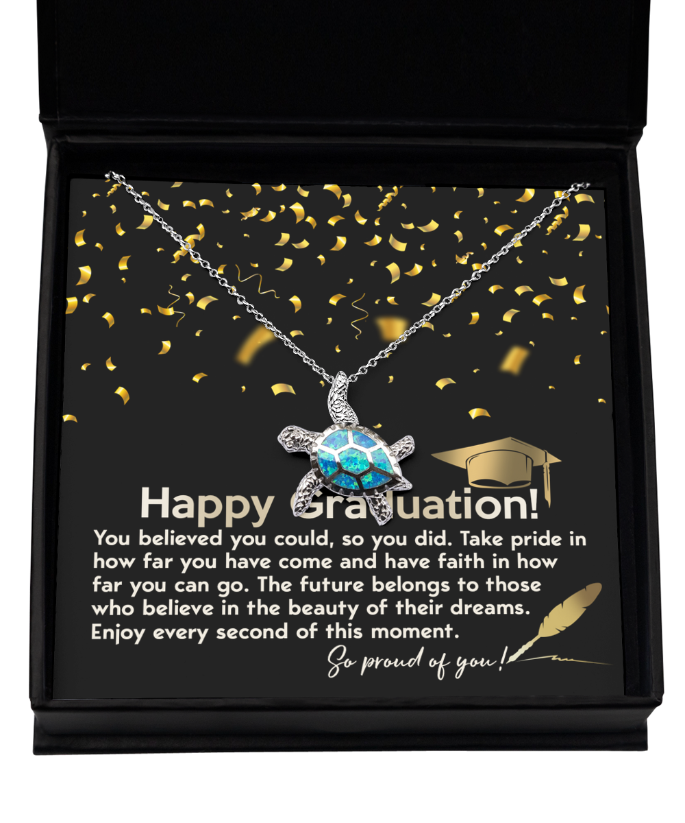 Happy Graduation-This Moment - Opal Turtle Necklace