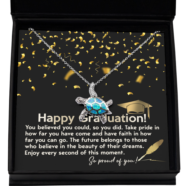 Happy Graduation-This Moment - Opal Turtle Necklace