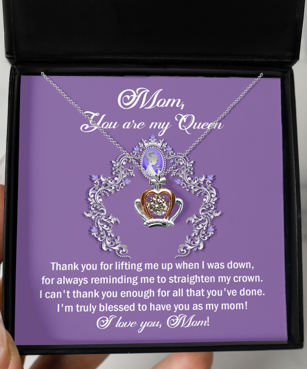 GB-Mom-You are my Queen - Crown Pendant Necklace