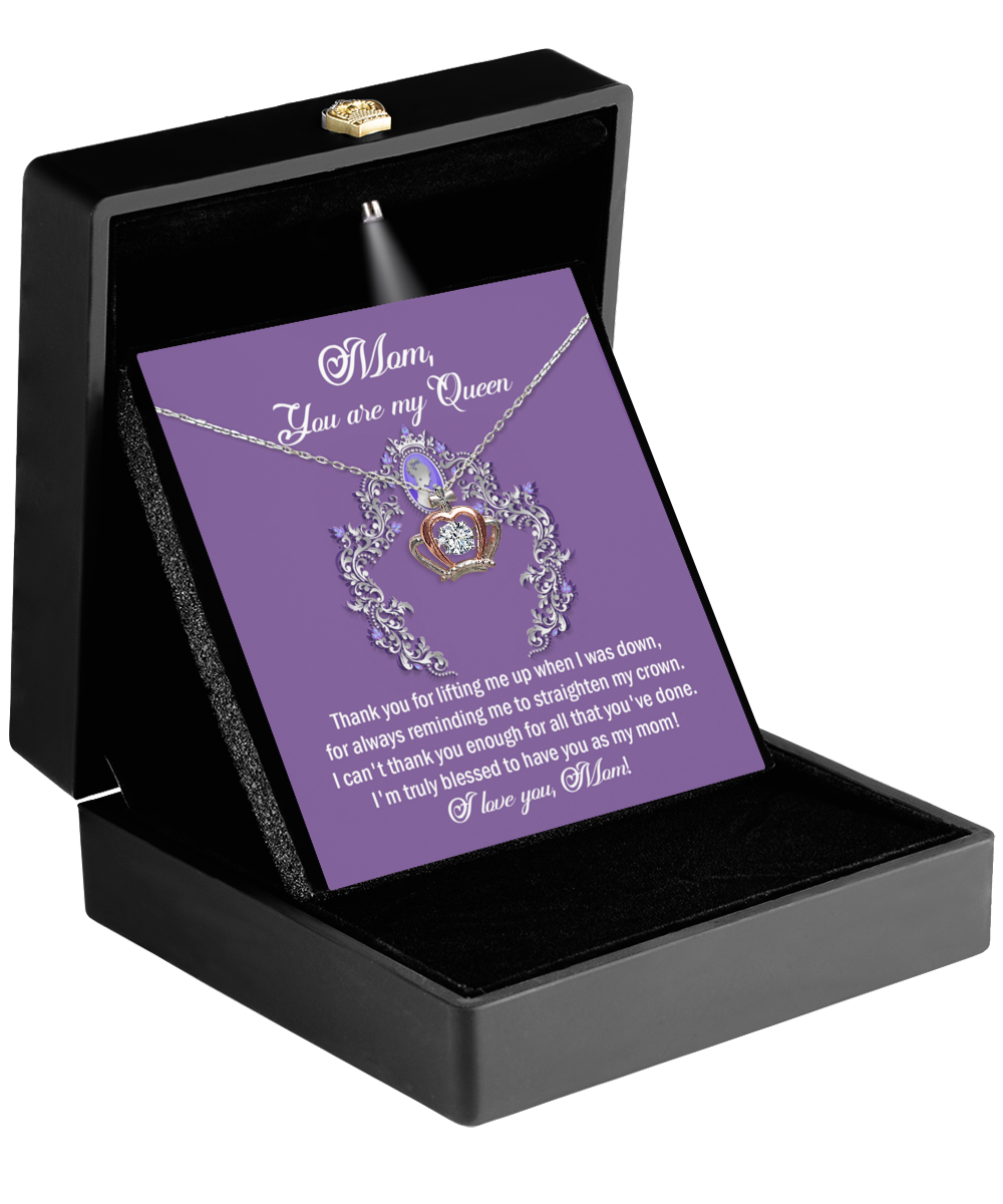 GB-Mom-You are my Queen - Crown Pendant Necklace