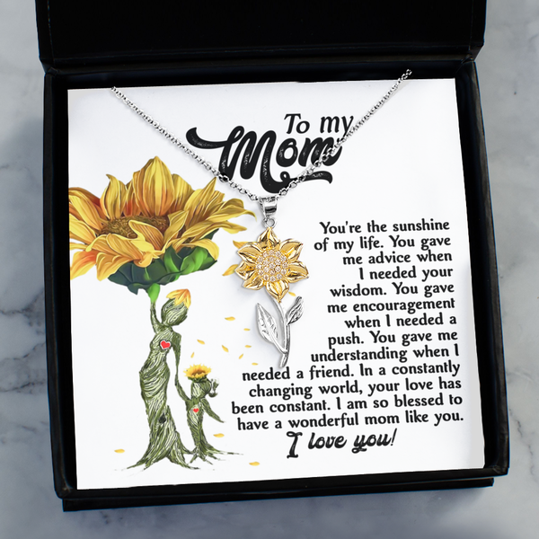 Mom-The Sunshine - Sunflower Pendant Necklace