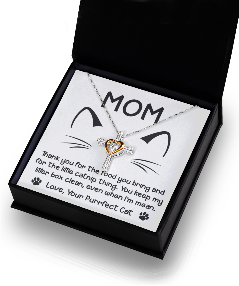 Cat Mom-When I'm Mean-GB - Cross Necklace