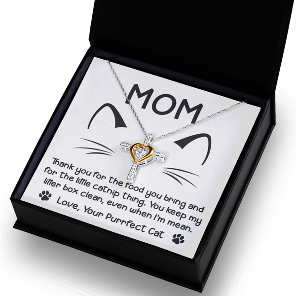 Cat Mom-When I'm Mean-GB - Cross Necklace