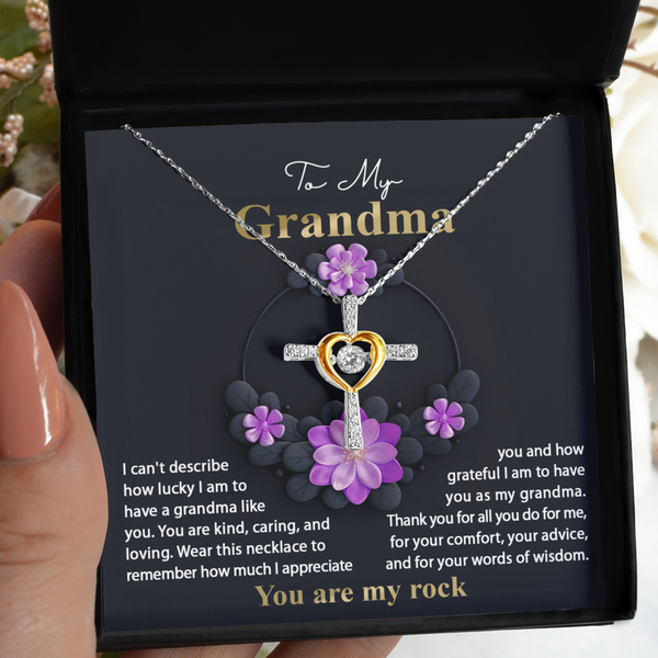 Grandma-Words Of Wisdom - Heart Cross Necklace