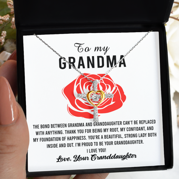 Grandma-Strong Lady - Heart Cross Necklace