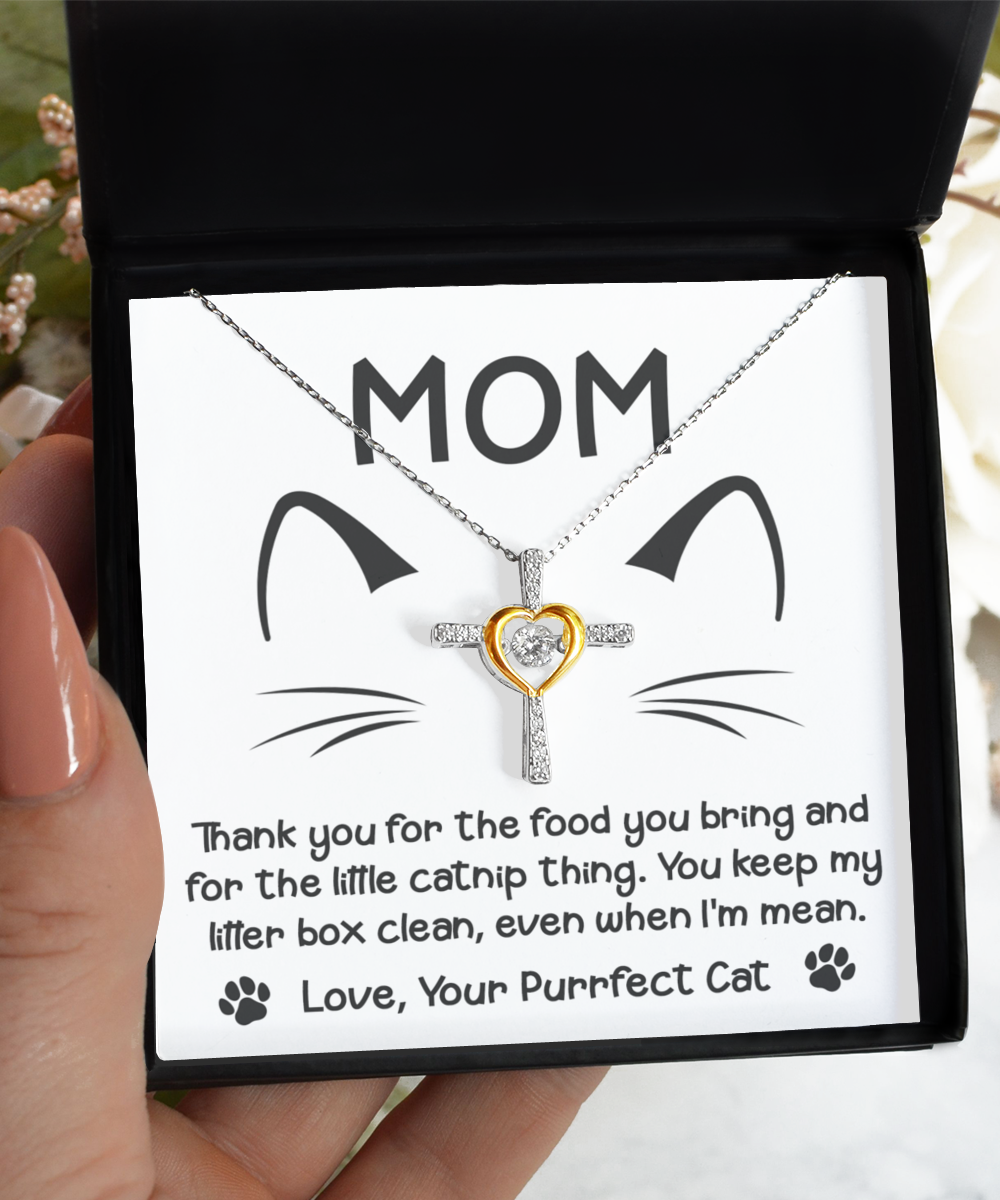 Cat Mom-When I'm Mean-GB - Cross Necklace