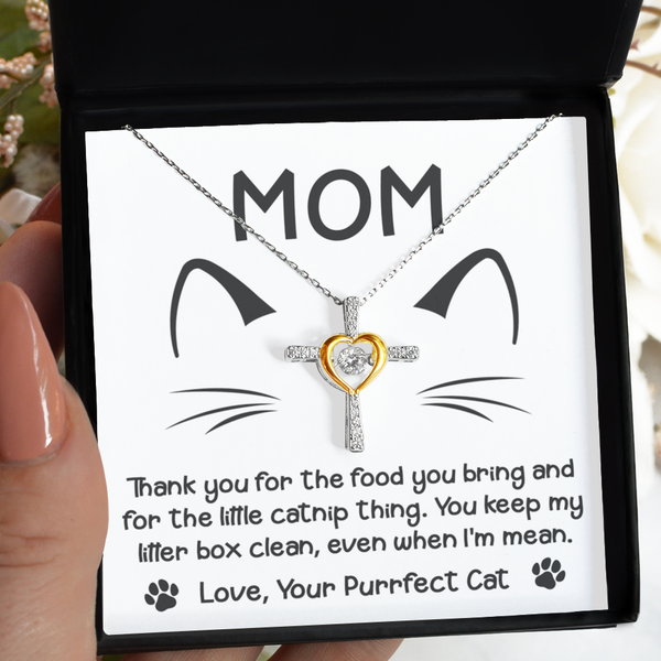 Cat Mom-When I'm Mean-GB - Cross Necklace