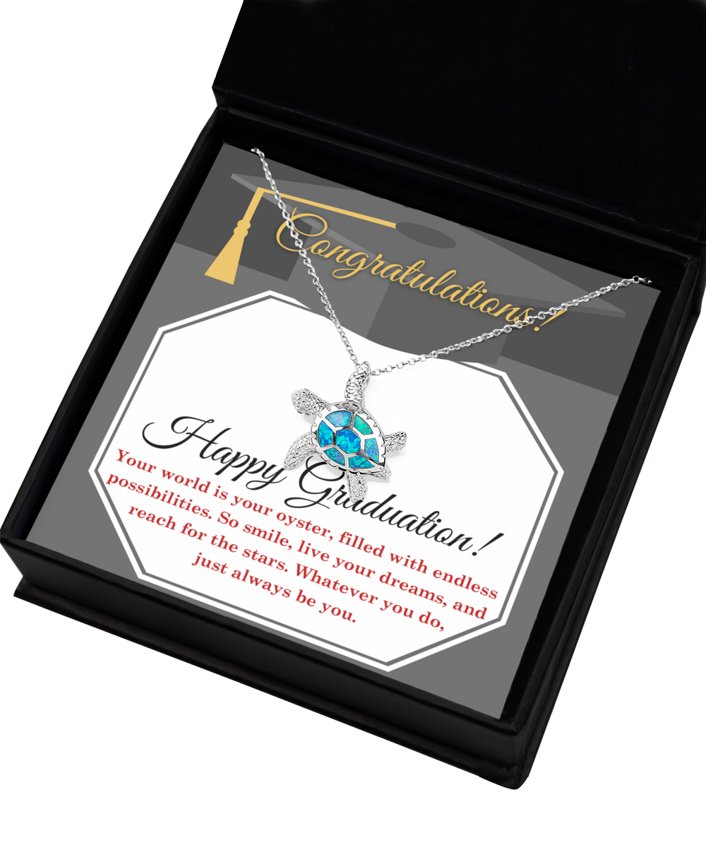 Happy Graduation-Your Oyster - Opal Turtle Necklace