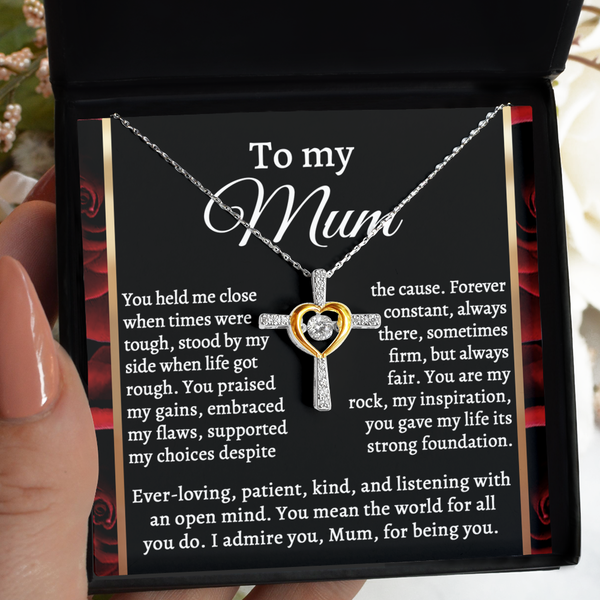 Mom-By My Side-GB Cross Necklace