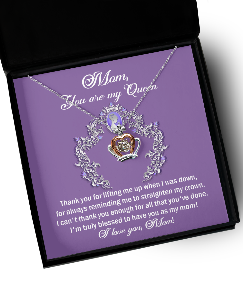 GB-Mom-You are my Queen - Crown Pendant Necklace